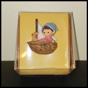 Vintage Hallmark Pixie Lapel Pin Shell and Bunny